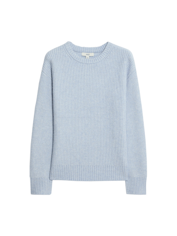 Marks & Spencer Раиран суитшърт от мека прежда с кръгло деколте Marks & Spencer син