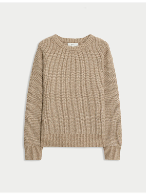 Marks & Spencer Раиран суитшърт от мека прежда с кръгло деколте Marks & Spencer кафяв