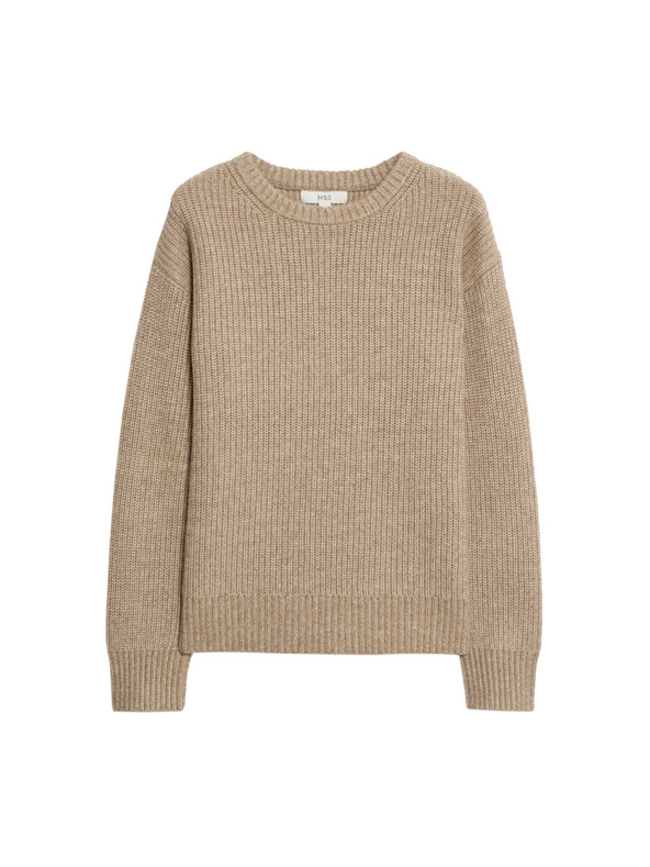 Marks & Spencer Раиран суитшърт от мека прежда с кръгло деколте Marks & Spencer кафяв