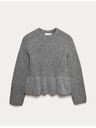 Marks & Spencer Суитшърт с волани към врата с вълна Marks & Spencer сив