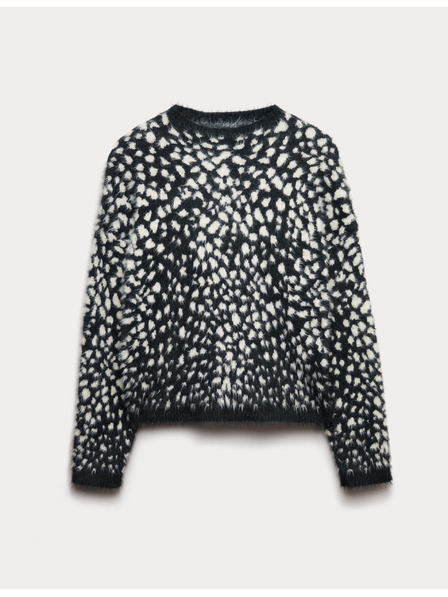 Marks & Spencer Свободен пуловер с животински принт Marks & Spencer черен