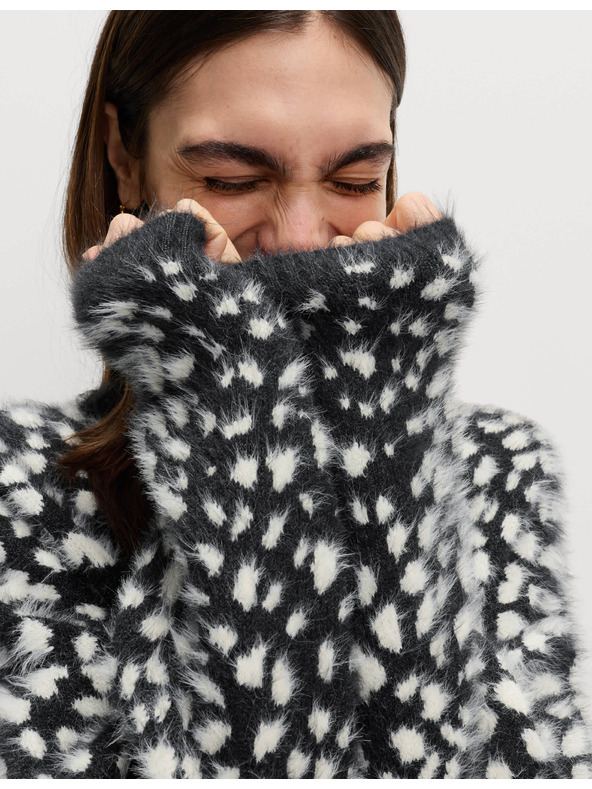 Marks & Spencer Свободен пуловер с животински принт Marks & Spencer черен