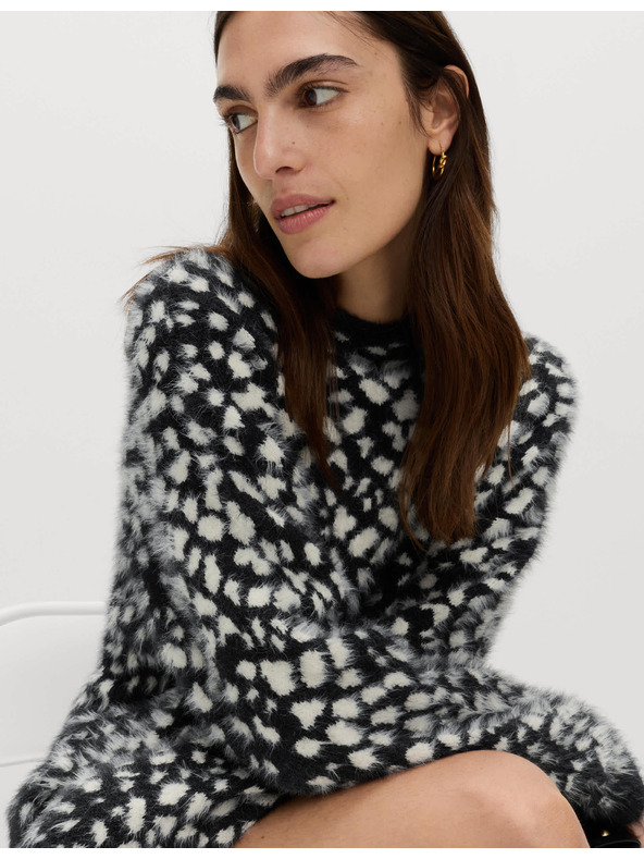 Marks & Spencer Свободен пуловер с животински принт Marks & Spencer черен