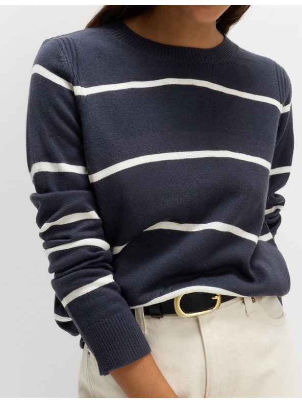 Marks & Spencer Извънредно мек раиран пуловер Marks & Spencer тъмносин