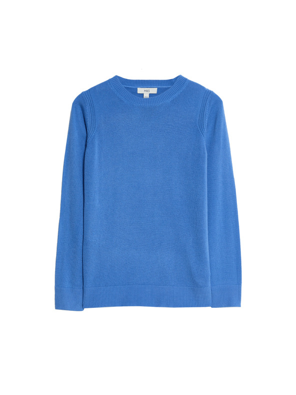 Marks & Spencer Изключително мек пуловер с деколте Marks & Spencer син