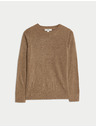 Marks & Spencer Изключително мек пуловер с деколте Marks & Spencer кафяв