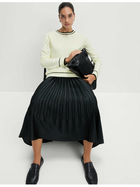 Marks & Spencer Изключително мек пуловер с деколте и контрастни ръбове Marks & Spencer кремав