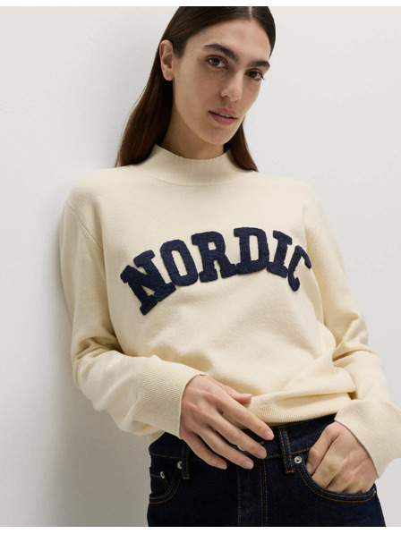 Marks & Spencer Пуловер с яка с надпис Marks & Spencer кремав