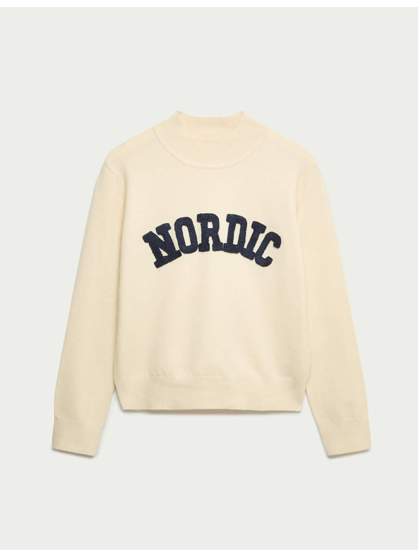 Marks & Spencer Пуловер с яка с надпис Marks & Spencer кремав