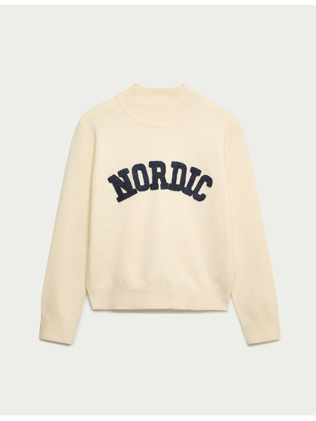 Marks & Spencer Пуловер с яка с надпис Marks & Spencer кремав