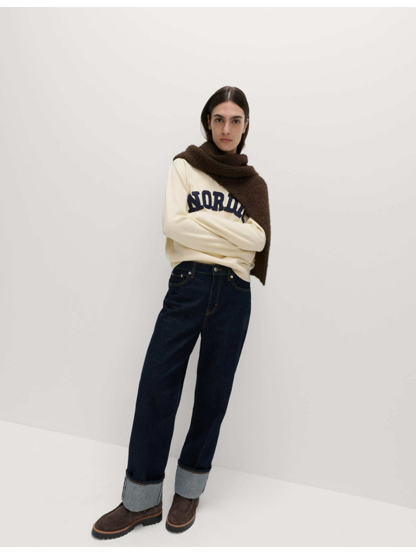 Marks & Spencer Пуловер с яка с надпис Marks & Spencer кремав