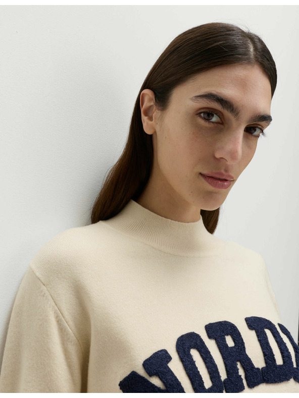 Marks & Spencer Пуловер с яка с надпис Marks & Spencer кремав