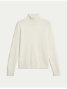 Marks & Spencer Пуловер с висока яка от 100% мериносова вълна Marks & Spencer кремав