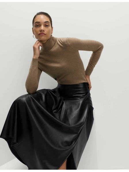 Marks & Spencer Пуловер с висока яка от 100% мериносова вълна Marks & Spencer кафяв