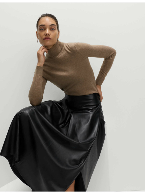 Marks & Spencer Пуловер с висока яка от 100% мериносова вълна Marks & Spencer кафяв