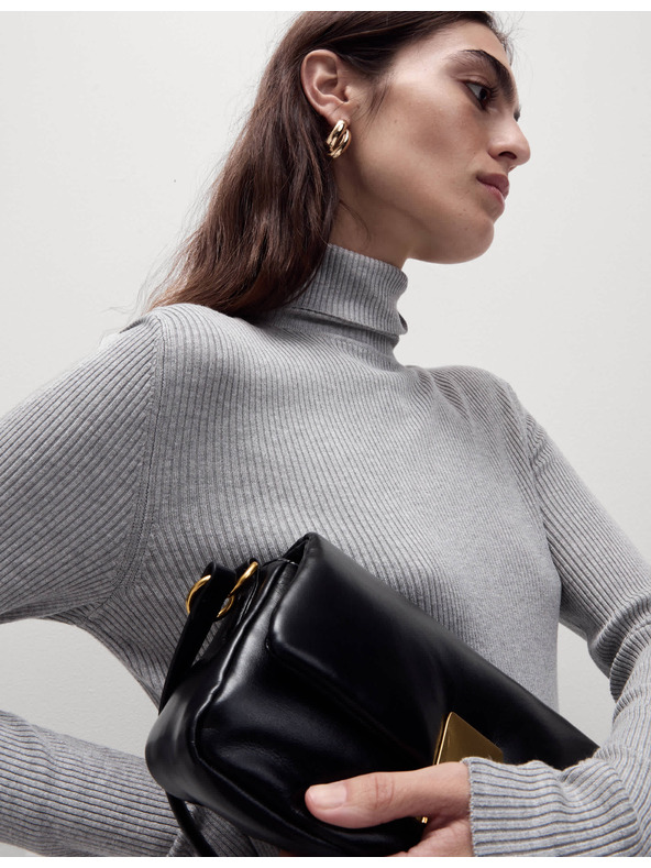 Marks & Spencer Ребрест пуловер с висока яка Marks & Spencer сив