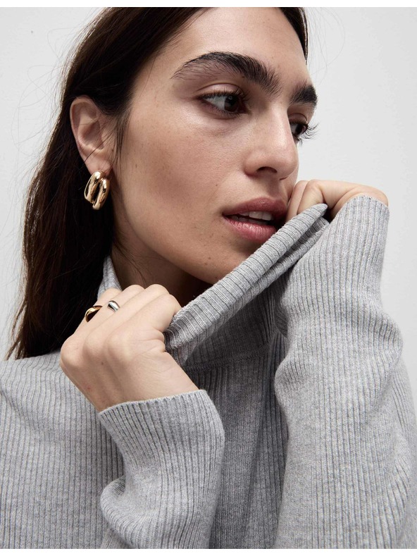 Marks & Spencer Ребрест пуловер с висока яка Marks & Spencer сив