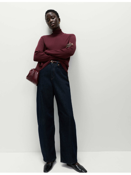 Marks & Spencer Ребрест пуловер с висока яка Marks & Spencer червен