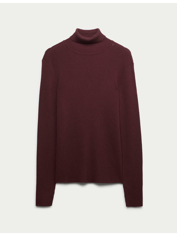 Marks & Spencer Ребрест пуловер с висока яка Marks & Spencer червен