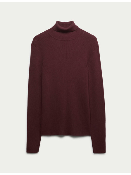 Marks & Spencer Ребрест пуловер с висока яка Marks & Spencer червен