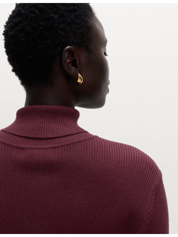 Marks & Spencer Ребрест пуловер с висока яка Marks & Spencer червен