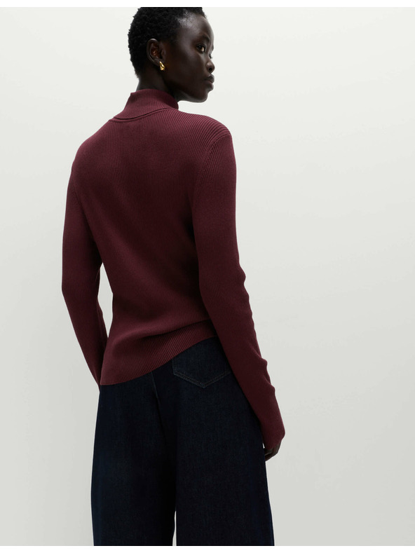 Marks & Spencer Ребрест пуловер с висока яка Marks & Spencer червен