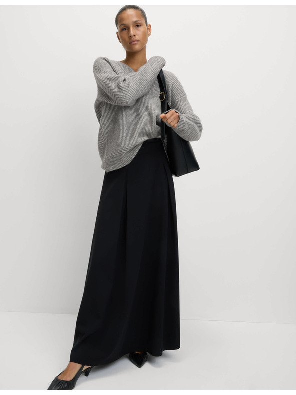 Marks & Spencer Ребрест суитшърт с V-образно деколте от мека прежда Marks & Spencer сив