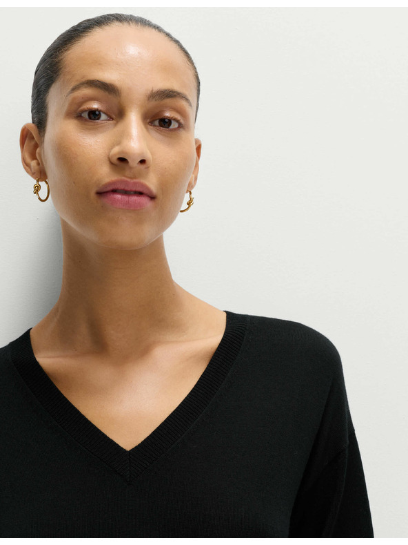 Marks & Spencer Суитшърт с V-образно деколте от мериносова вълна Marks & Spencer черен