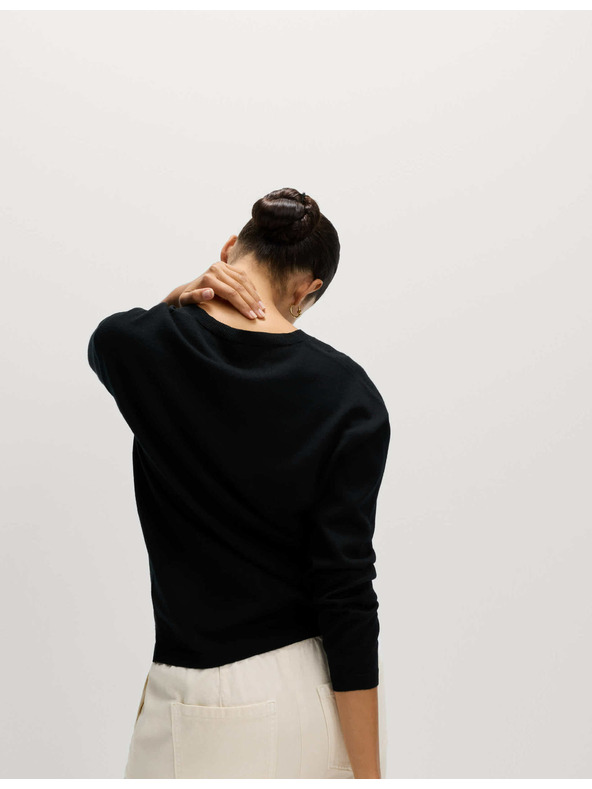 Marks & Spencer Суитшърт с V-образно деколте от мериносова вълна Marks & Spencer черен