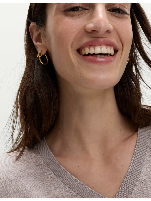 Marks & Spencer Суитшърт с V-образно деколте от мериносова вълна Marks & Spencer бежов