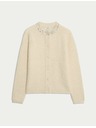 Marks & Spencer Текстуриран декориран кардиган с копчета отпред Marks & Spencer кремав