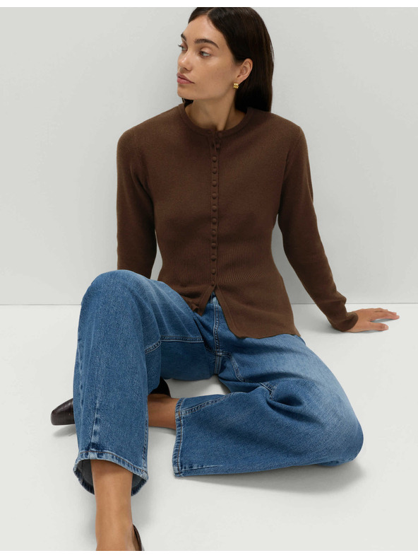 Marks & Spencer Прилепнал кардиган с волан, мек на допир Marks & Spencer кафяв