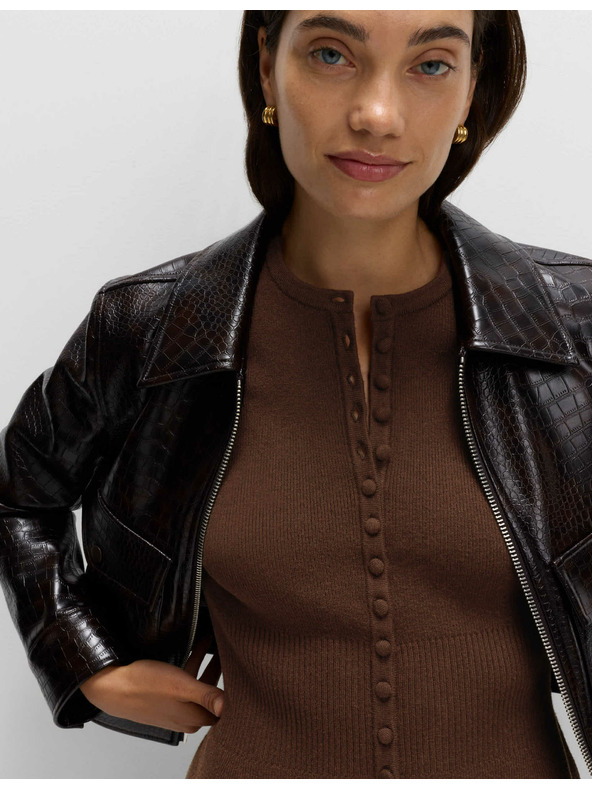 Marks & Spencer Прилепнал кардиган с волан, мек на допир Marks & Spencer кафяв