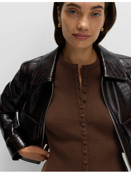 Marks & Spencer Прилепнал кардиган с волан, мек на допир Marks & Spencer кафяв