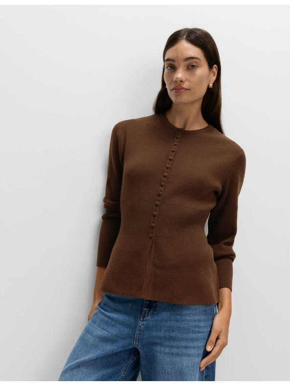 Marks & Spencer Прилепнал кардиган с волан, мек на допир Marks & Spencer кафяв