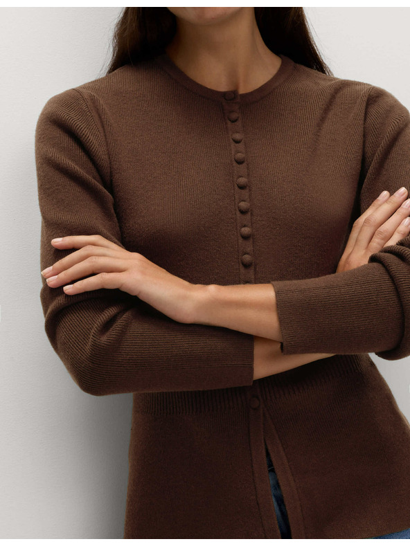 Marks & Spencer Прилепнал кардиган с волан, мек на допир Marks & Spencer кафяв