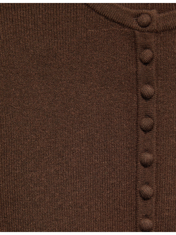 Marks & Spencer Прилепнал кардиган с волан, мек на допир Marks & Spencer кафяв