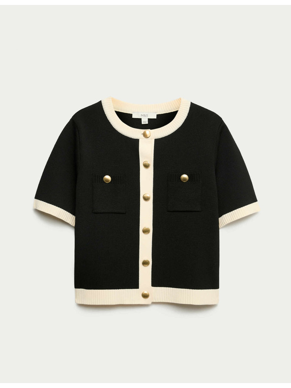 Marks & Spencer Скъсен кардиган с контрастни детайли Marks & Spencer черен