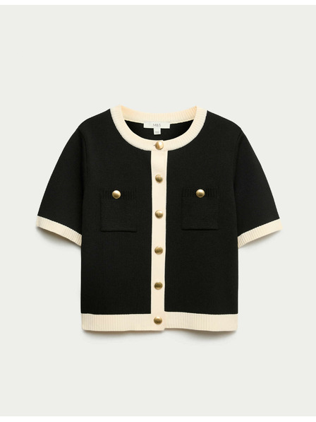 Marks & Spencer Скъсен кардиган с контрастни детайли Marks & Spencer черен