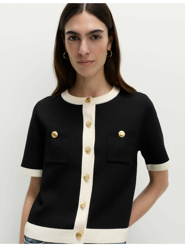 Marks & Spencer Скъсен кардиган с контрастни детайли Marks & Spencer черен