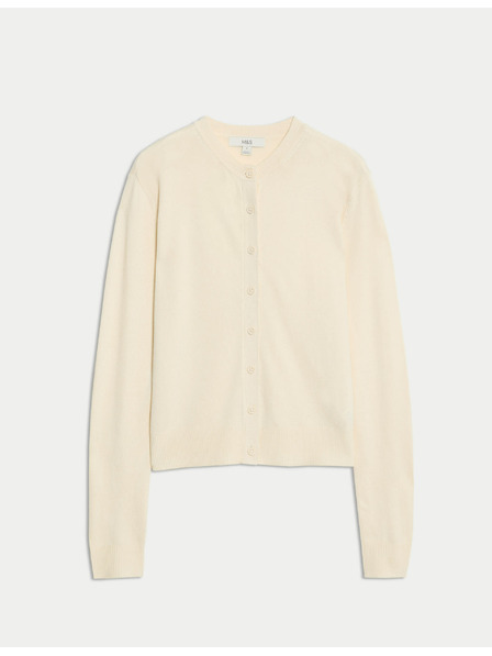 Marks & Spencer Жилетка с кръгло деколте и копчета отпред Marks & Spencer сметанова