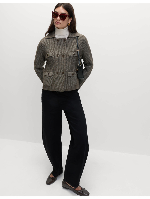 Marks & Spencer Плетена жилетка с мъхнати нишки и декоративни джобове Marks & Spencer бежова