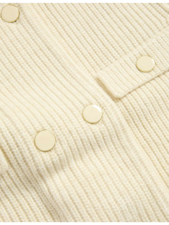 Marks & Spencer Плетена жилетка с мъхнати нишки и декоративни джобове Marks & Spencer сметанова