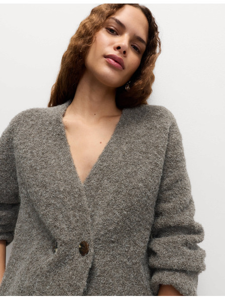 Marks & Spencer Жилетка от буклè, с копчета отпред и V-образно деколте, с вълнено съдържание Marks & Spencer кафява