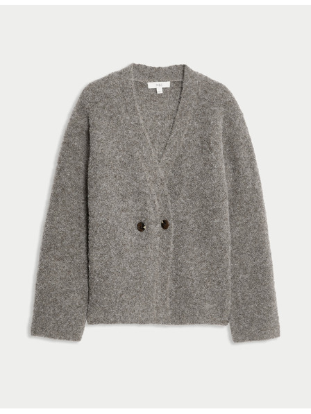 Marks & Spencer Жилетка от буклè, с копчета отпред и V-образно деколте, с вълнено съдържание Marks & Spencer кафява