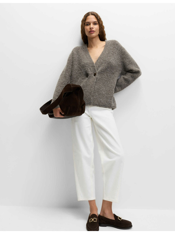 Marks & Spencer Жилетка от буклè, с копчета отпред и V-образно деколте, с вълнено съдържание Marks & Spencer кафява