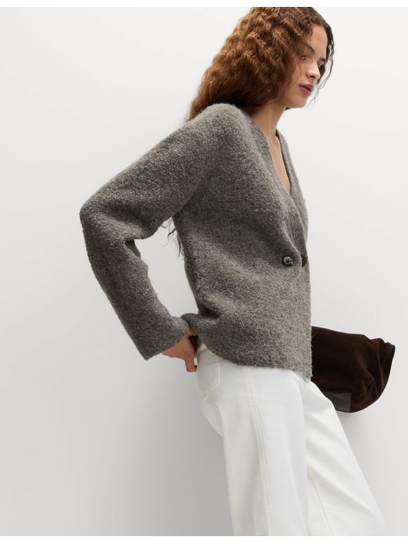 Marks & Spencer Жилетка от буклè, с копчета отпред и V-образно деколте, с вълнено съдържание Marks & Spencer кафява