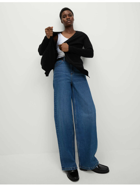 Marks & Spencer Дълга ребрест жилетка без закопчаване Marks & Spencer черна