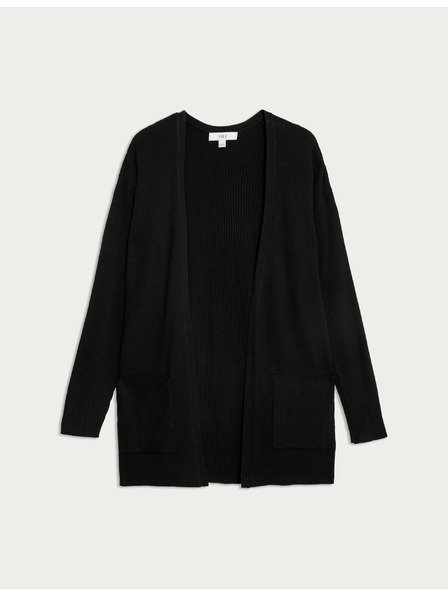 Marks & Spencer Дълга ребрест жилетка без закопчаване Marks & Spencer черна