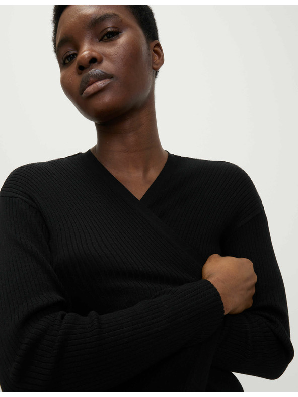 Marks & Spencer Дълга ребрест жилетка без закопчаване Marks & Spencer черна